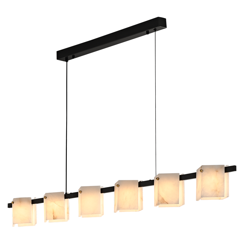 Marble all copper dining room chandelier rectangular table bar lamp modern simple light luxury chandelier